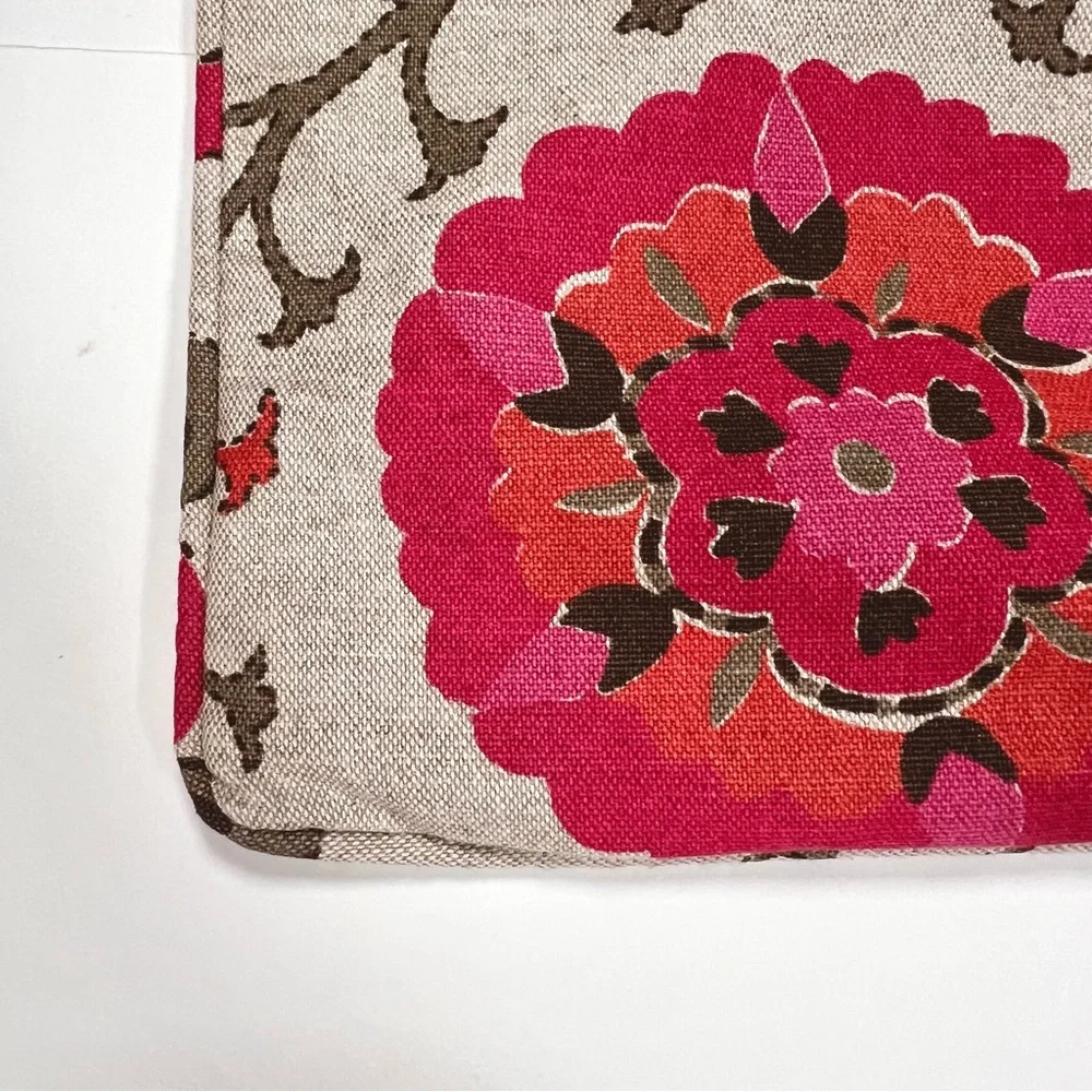 Floral Accent Pillow - Pink and Brown - Picture 4 of 5